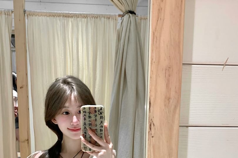 A-Line Midi Ruffle Trim Plain Sleeveless Dress Asymmetrical