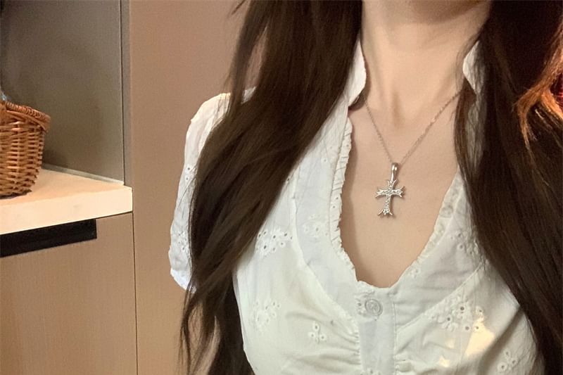 Slim Fit Rise A-Line V-Neck / Skirt High Mini Ruffle Short-Sleeve Trim Jacquard Blouse