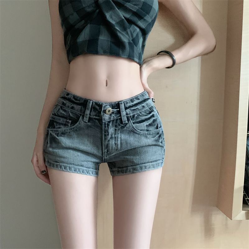 Denim Rise Washed Shorts Mid