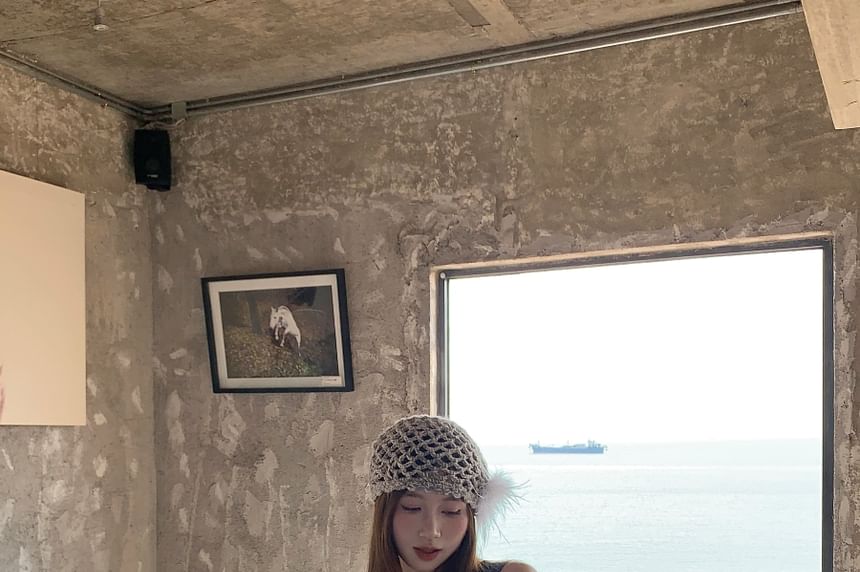 Dress V-Neck Lace Bow Panel Sleeveless A-Line Mini