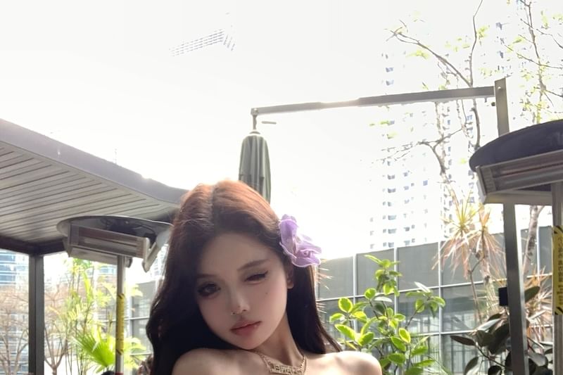 Tunic Trim Ruffle Blouse Long-Sleeve Off-Shoulder Plain