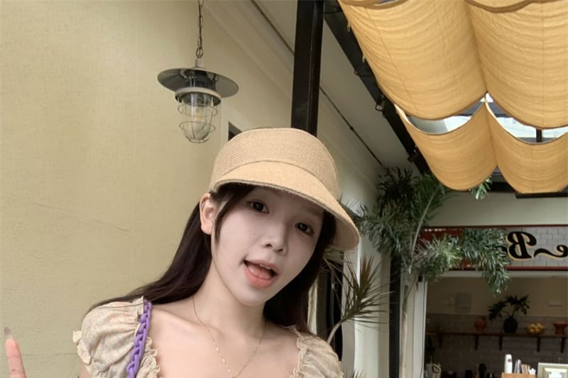 T-Shirt Trim Slim Fit Neck Short-Sleeve Ruffle Square Bow