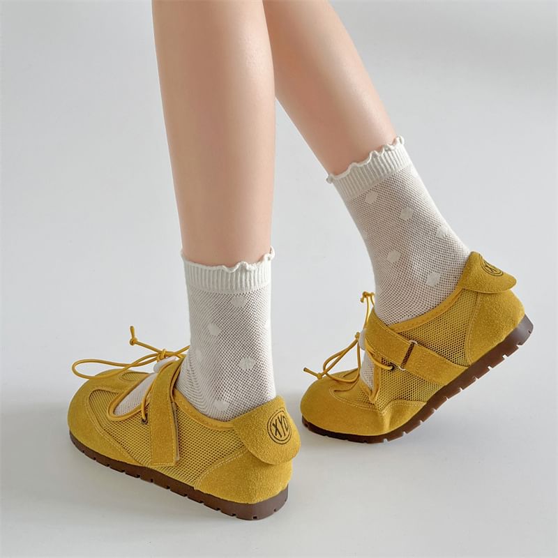 Leather Faux Jane Mary Shoes Strap Mesh Panel Adhesive