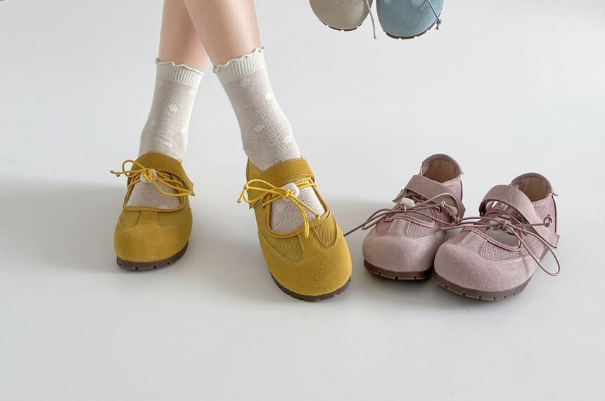 Leather Faux Jane Mary Shoes Strap Mesh Panel Adhesive