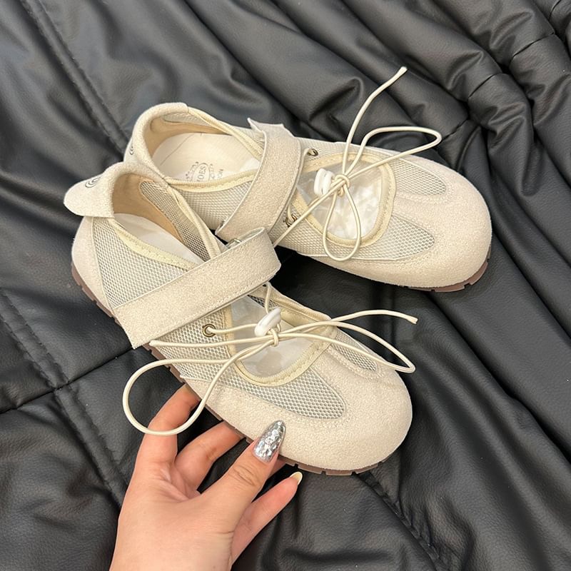 Leather Faux Jane Mary Shoes Strap Mesh Panel Adhesive