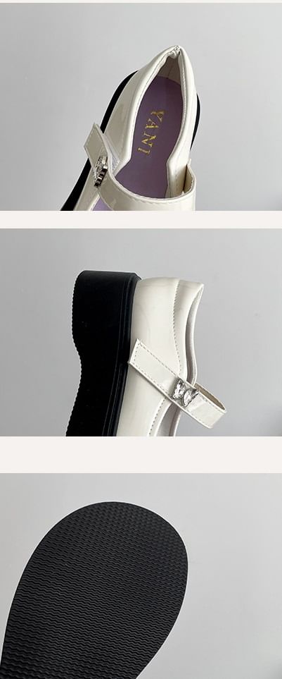 Butterfly Mary Patent Bow Leather Shoes Jane Platform