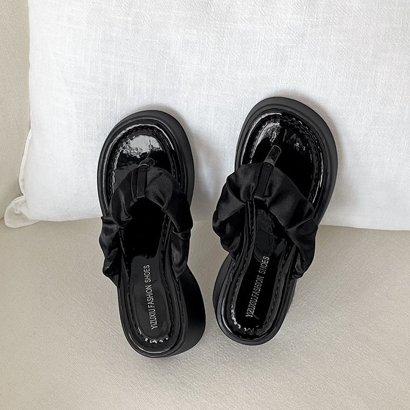 Ruched Sandals Platform Thong