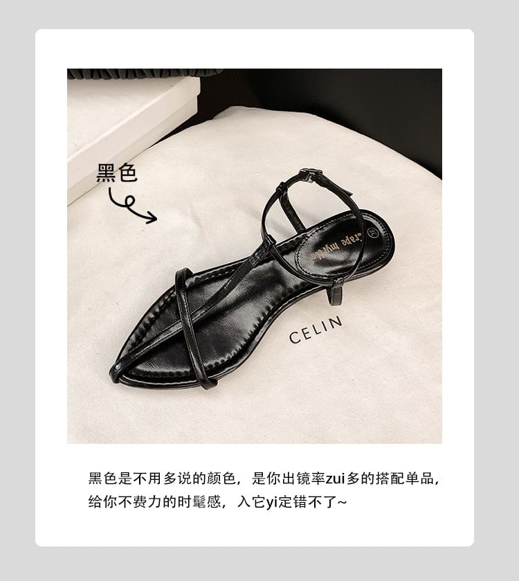 Heel Slingback Wedge Toe Leather Genuine Pointed Sandals