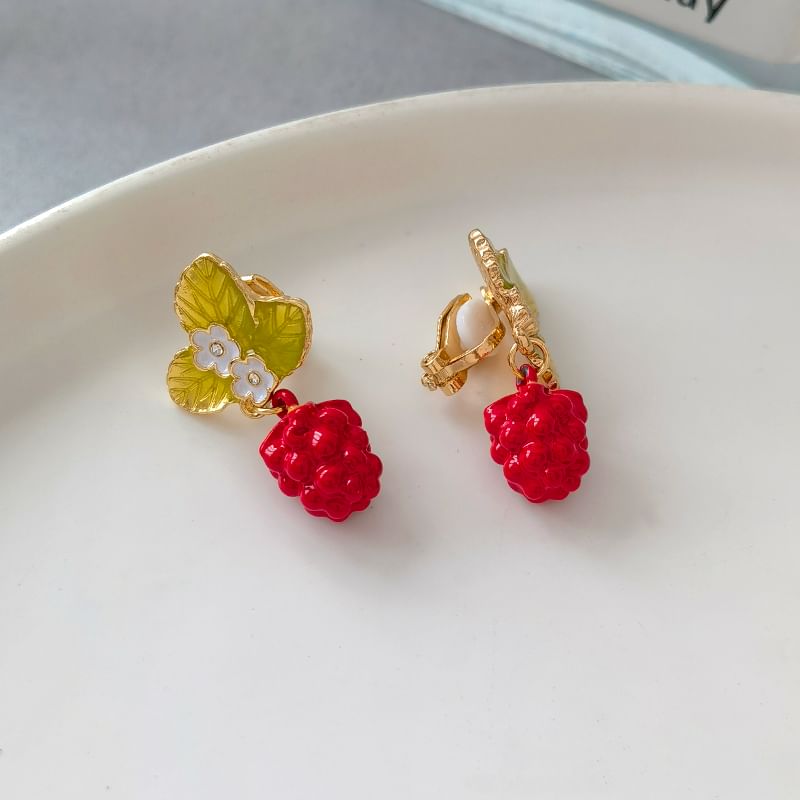 Earring Drop Alloy Berry Floral Glaze