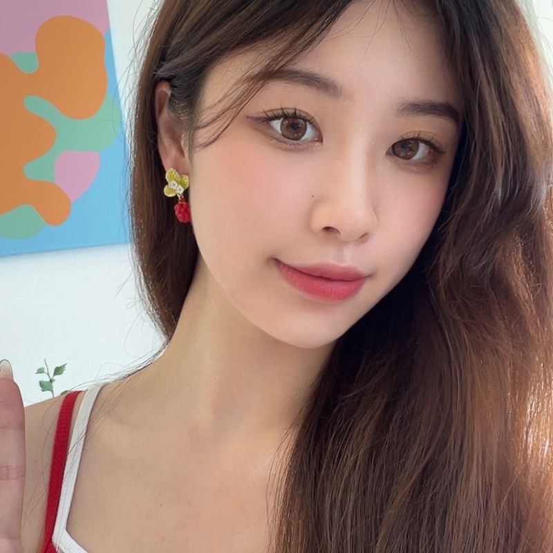 Earring Drop Alloy Berry Floral Glaze