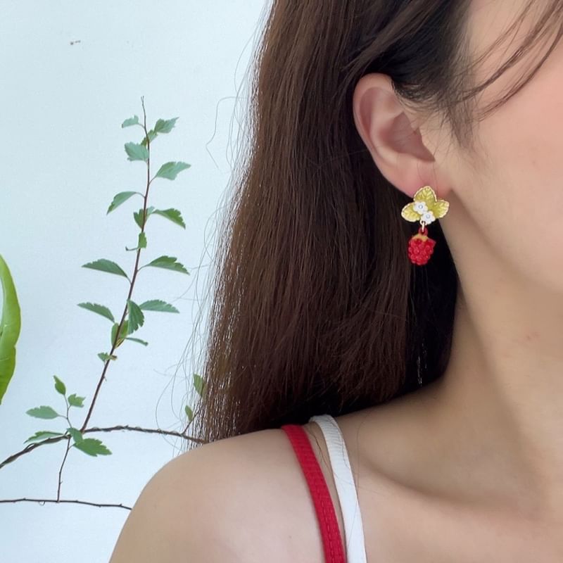 Earring Drop Alloy Berry Floral Glaze