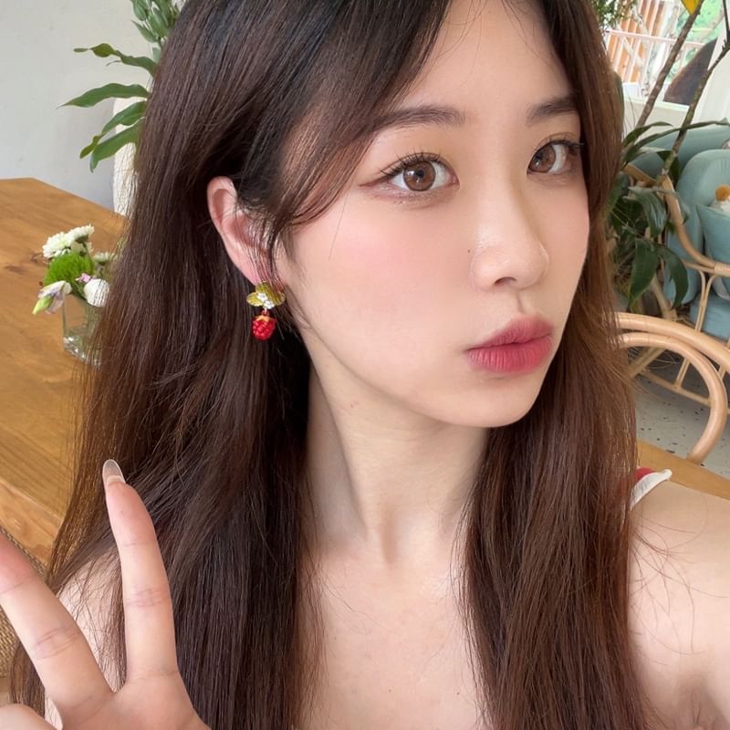 Earring Drop Alloy Berry Floral Glaze