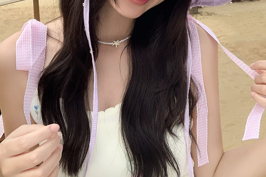 Bucket Hat Lettering Applique Plaid