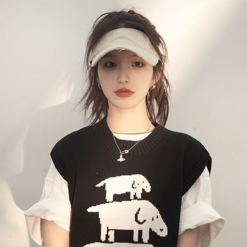 Distressed Visor Plain Sun