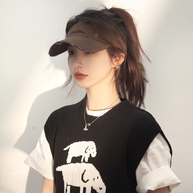 Distressed Visor Plain Sun