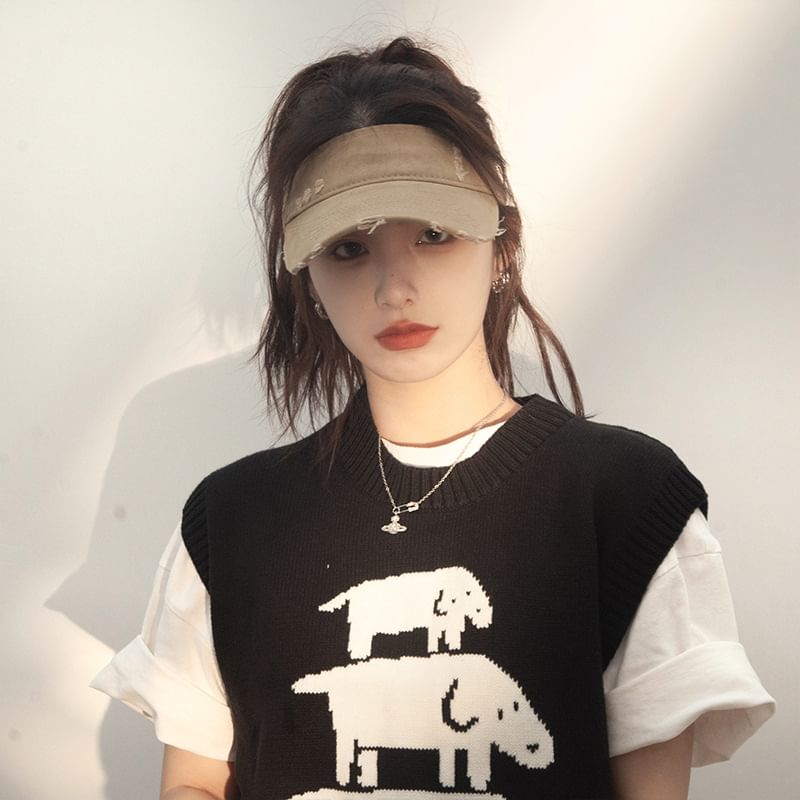 Distressed Visor Plain Sun