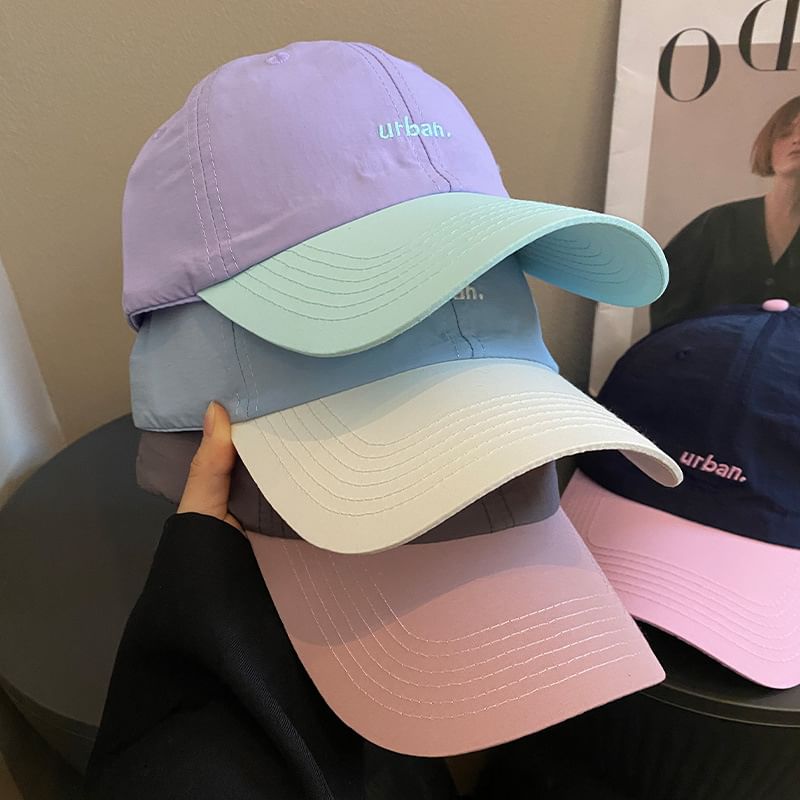 Lettering Embroidered Two-Tone Baseball Cap