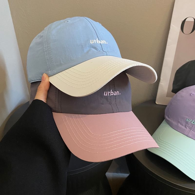 Lettering Embroidered Two-Tone Baseball Cap
