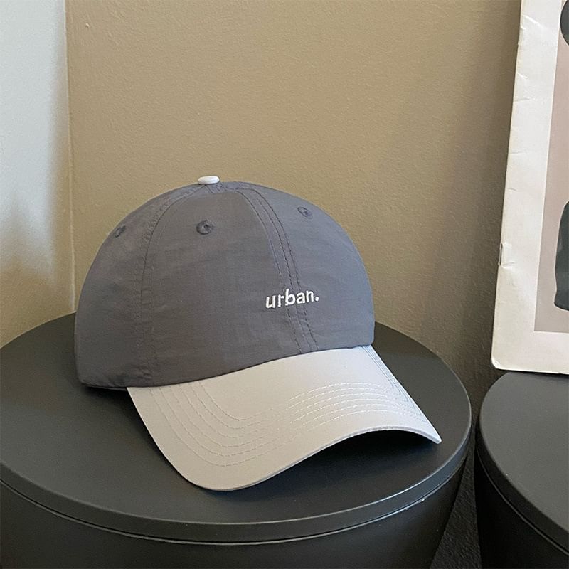 Lettering Embroidered Two-Tone Baseball Cap