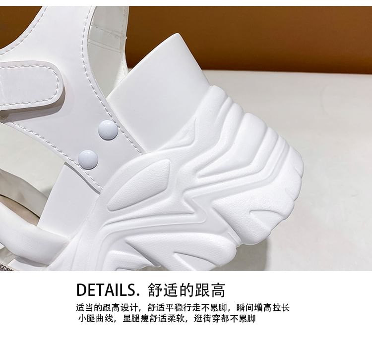 Chunky Rhinestone Heel Platform Strappy Sandals