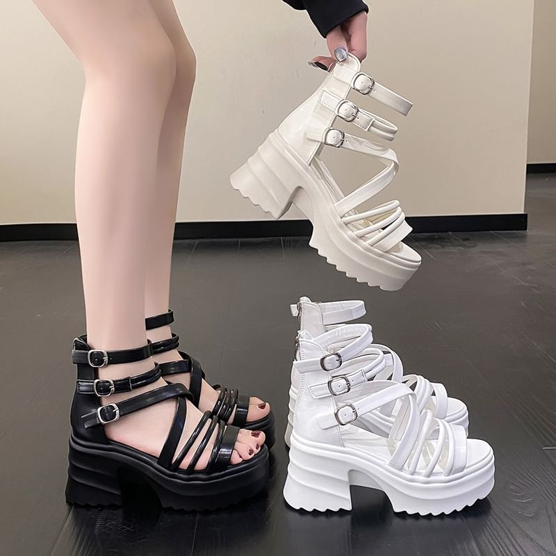 Heel Platform Sandals Strappy Chunky