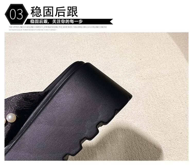 Sandals Knot Patterned Pearl Platform Slide Faux