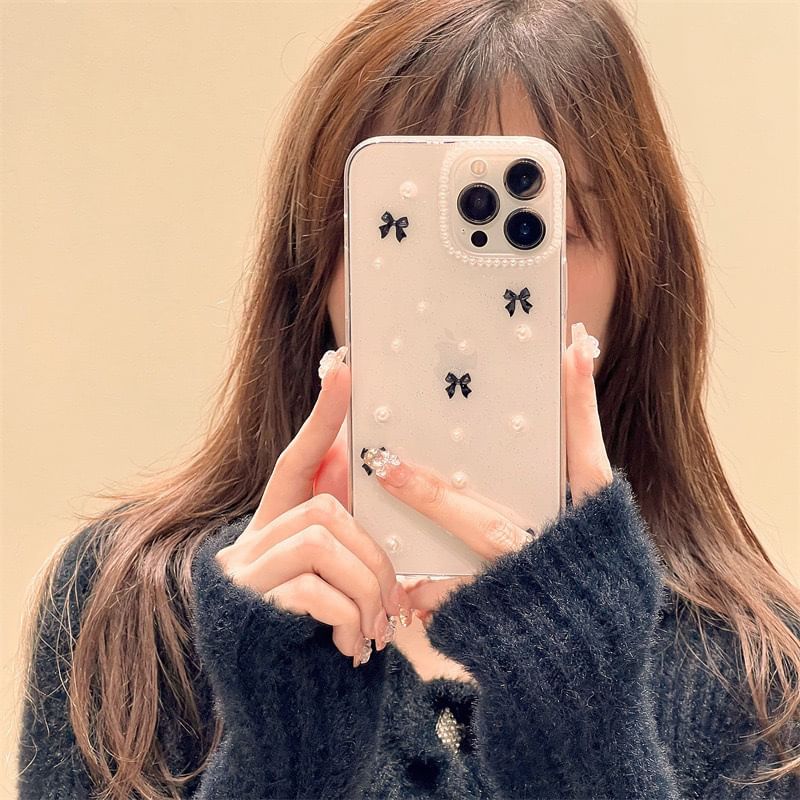 Pearl Faux Bow iPhone Case