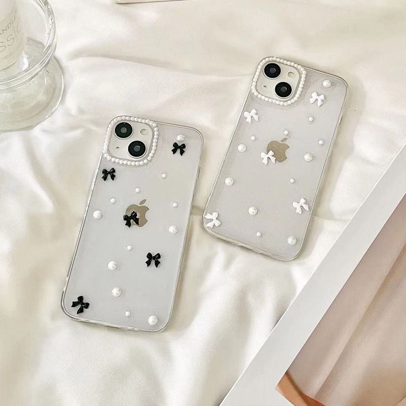 Pearl Faux Bow iPhone Case