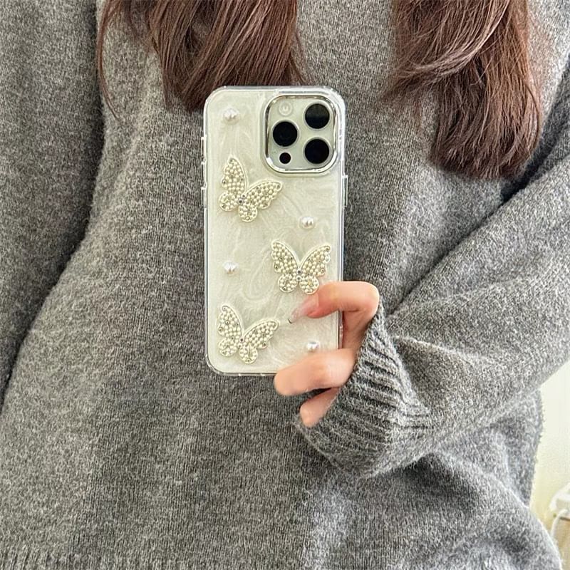 Butterfly iPhone Faux Pearl Case