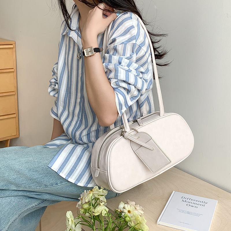 Shoulder Leather Bag Faux Plain