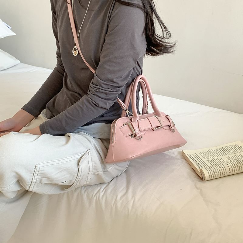 Leather Buckled Bag Faux Shoulder