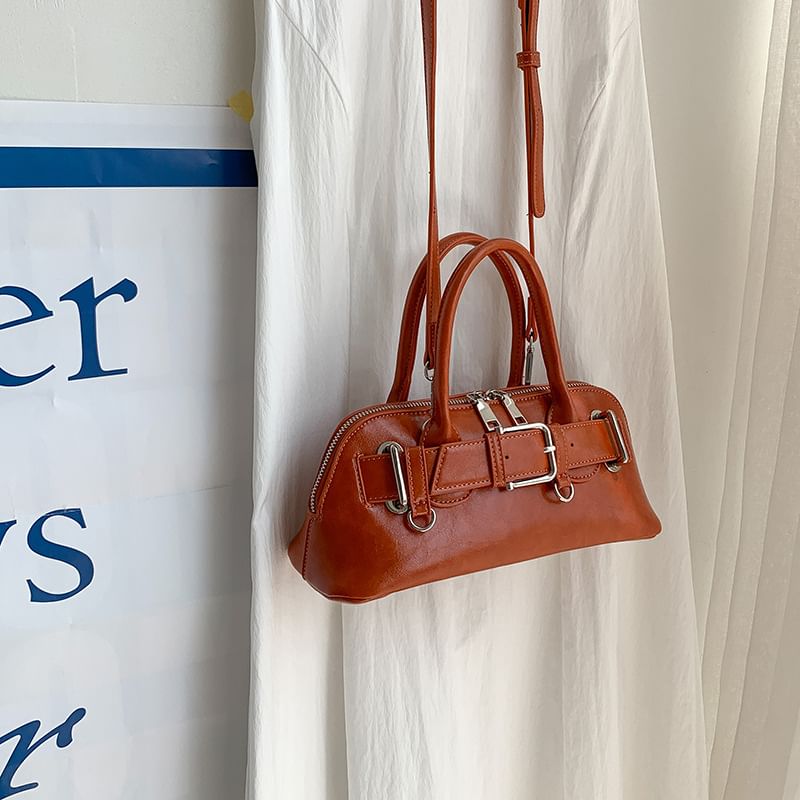 Leather Buckled Bag Faux Shoulder