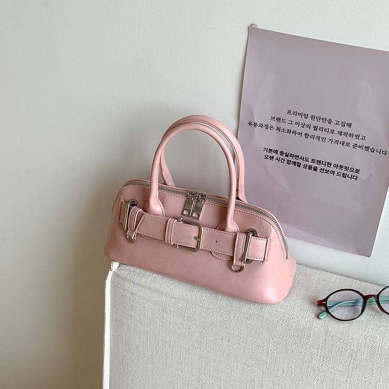 Leather Buckled Bag Faux Shoulder