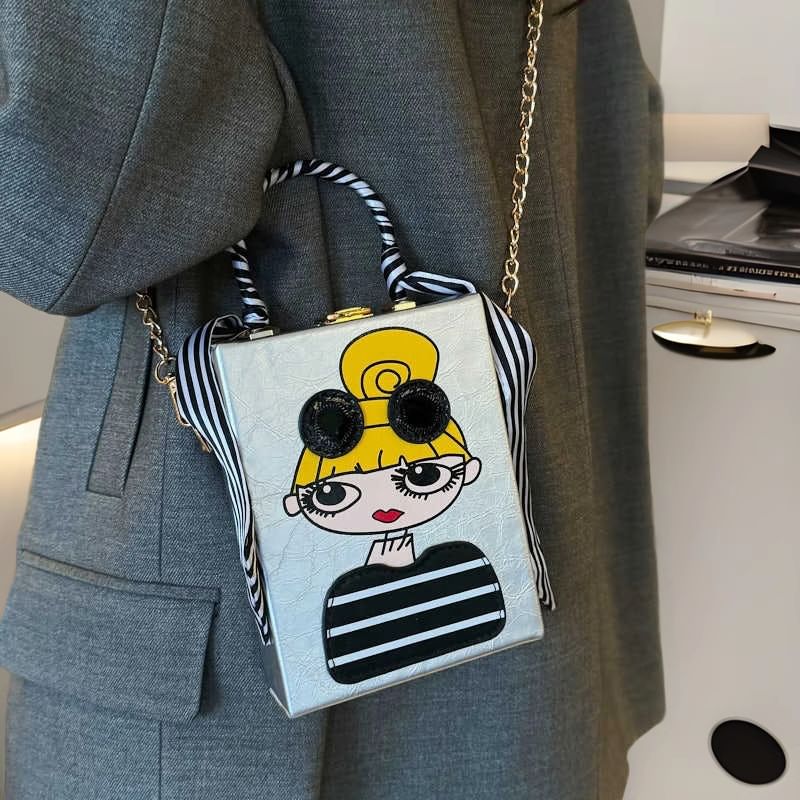 Cartoon Crossbody Bag Chain Print Strap