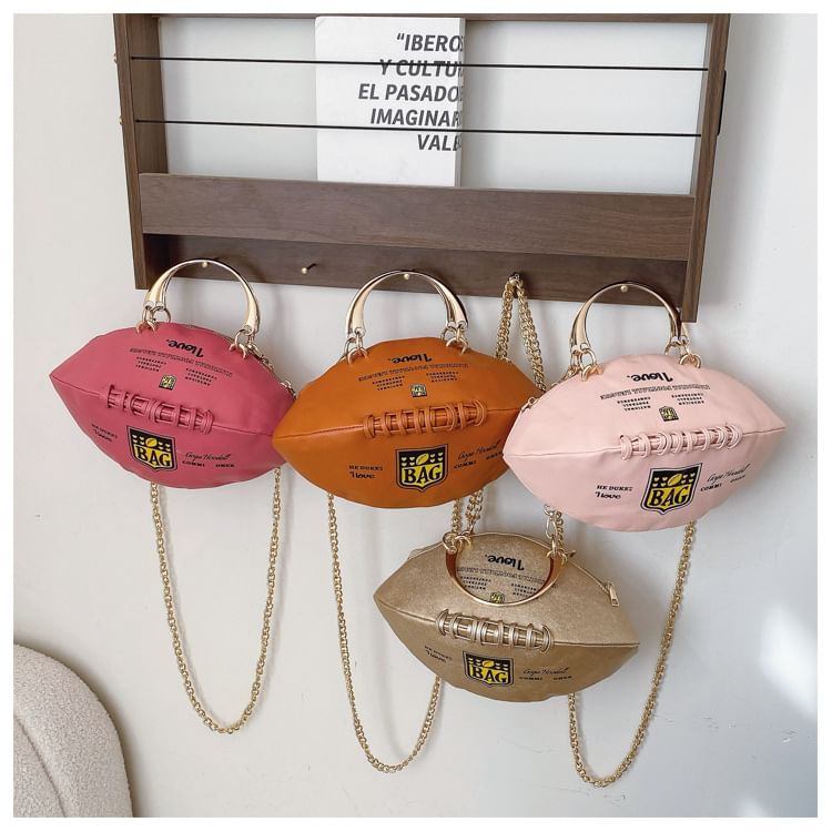 Chain Lettering Bag Rugby Strap Crossbody