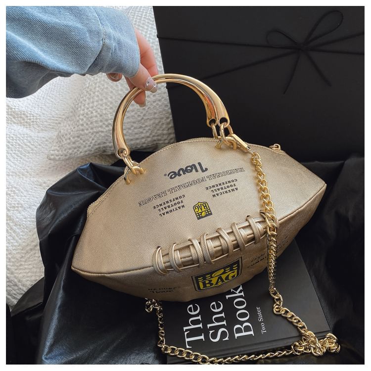 Chain Lettering Bag Rugby Strap Crossbody