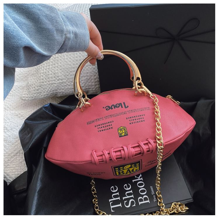 Chain Lettering Bag Rugby Strap Crossbody