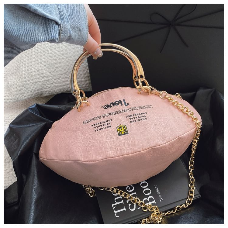 Chain Lettering Bag Rugby Strap Crossbody