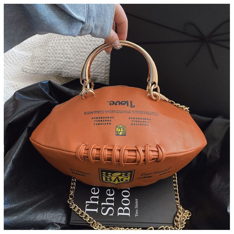 Chain Lettering Bag Rugby Strap Crossbody