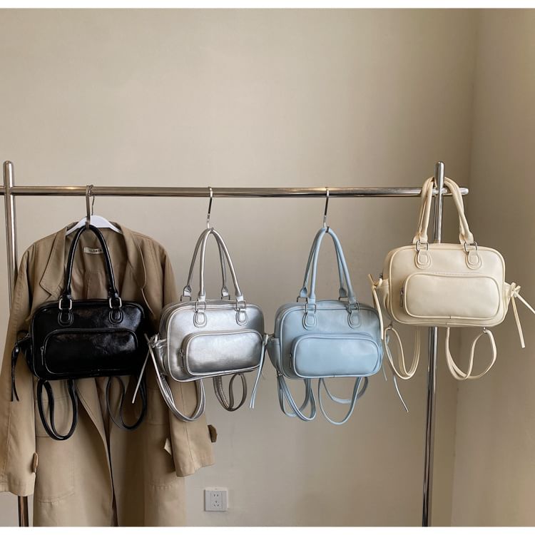 Leather Multi-Pocket Backpack Multi-Way Faux