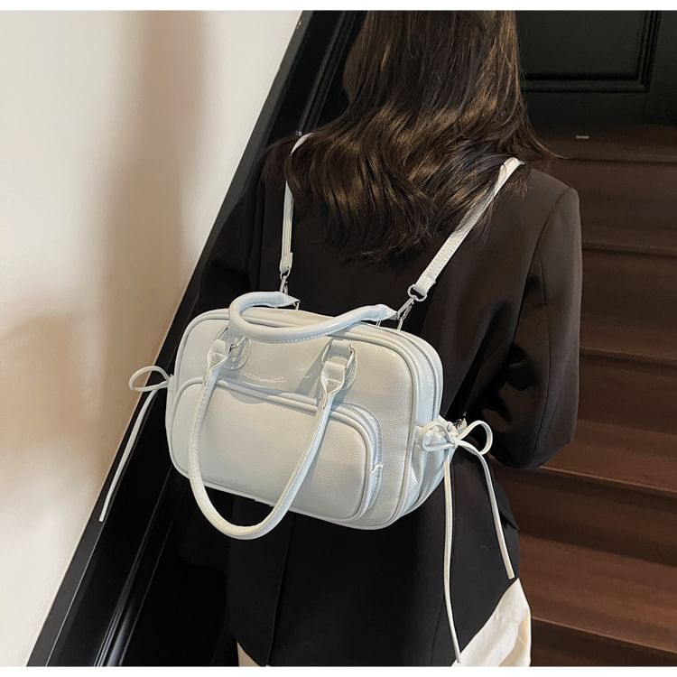 Leather Multi-Pocket Backpack Multi-Way Faux