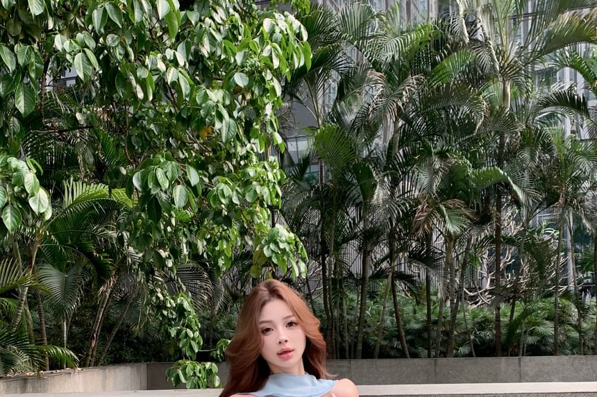 High A-Line / Crop Mini Camisole Ruffle Tiered Waist Plain Top Skirt