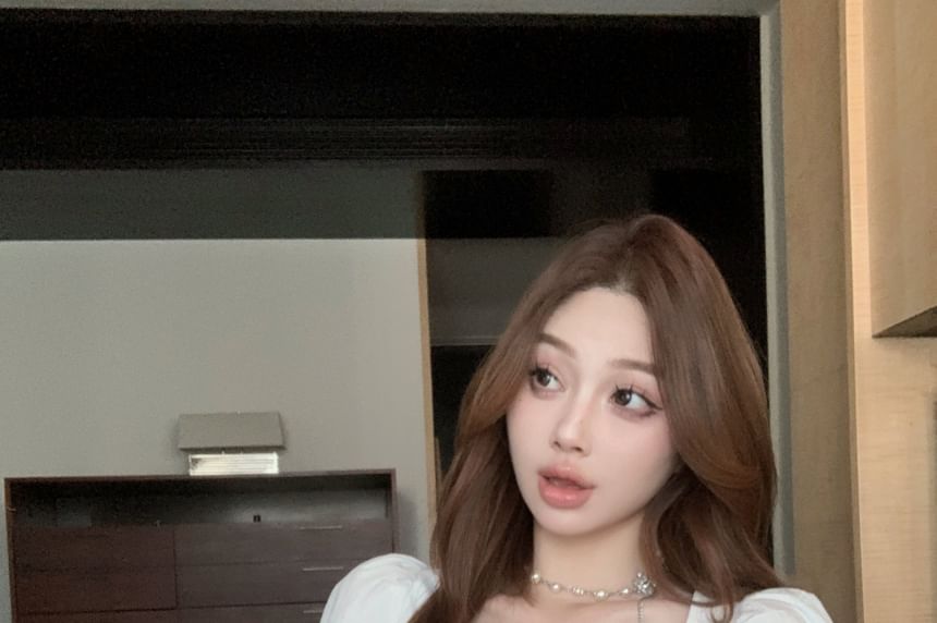 Scoop Neck Sleeveless Skirt A-Line Maxi High Plain Bow Blouse Frill Crop Rise /