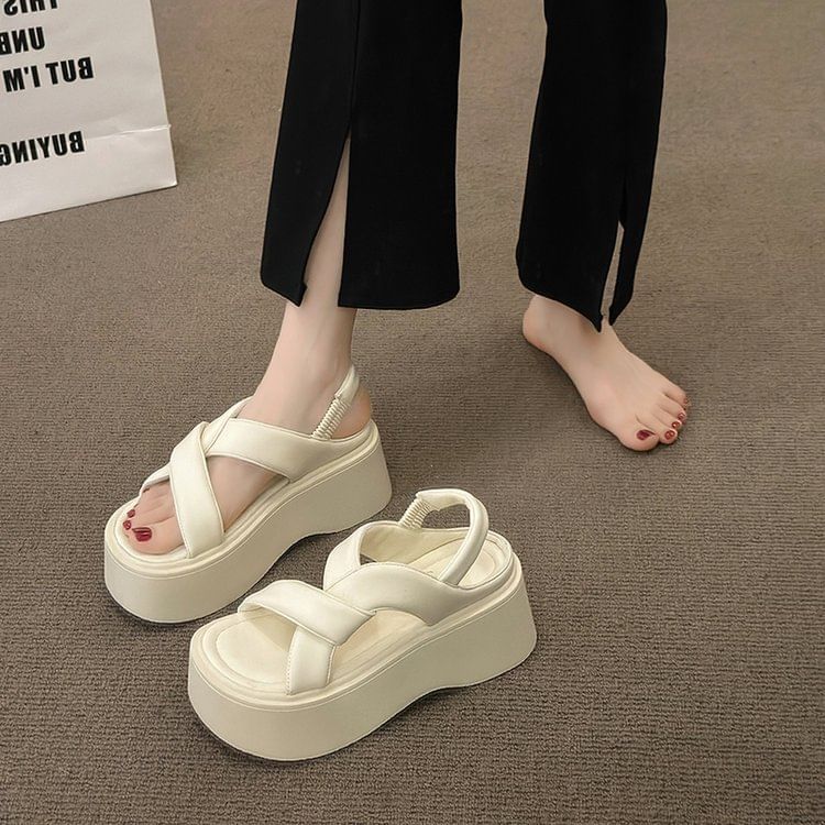 Slingback Platform Plain Sandals