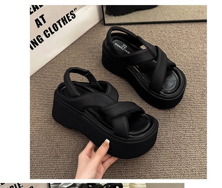 Slingback Platform Plain Sandals