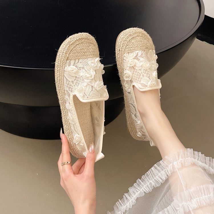Mesh Floral Slip-Ons Espadrille
