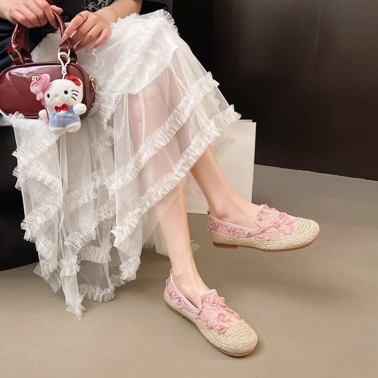 Mesh Floral Slip-Ons Espadrille