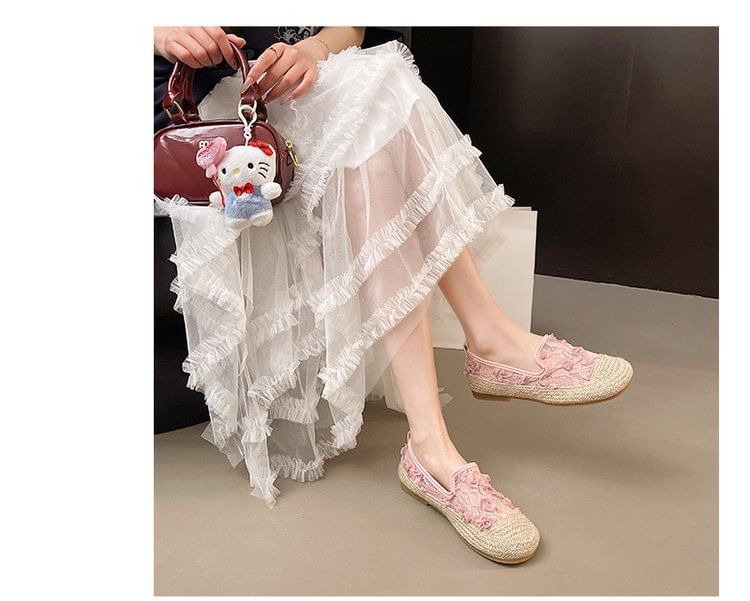 Mesh Floral Slip-Ons Espadrille