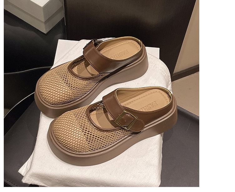 Jane Mesh Platform Mules Mary