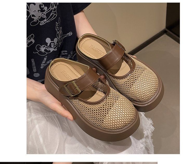 Jane Mesh Platform Mules Mary